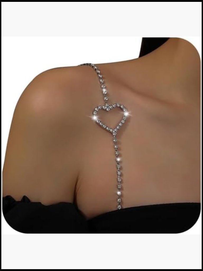 Rhinestone Heart Bra Straps Crystal Shoulder Chain Lingerie Jewelry Bridal